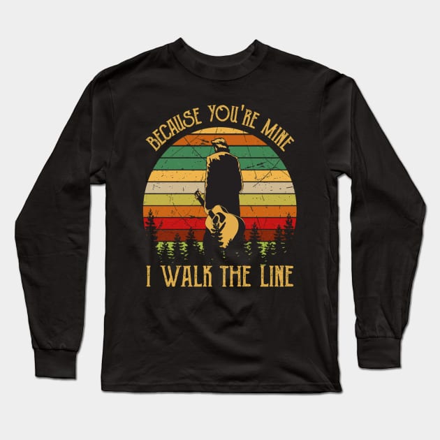 Johnny Cash Classic Chronicles Long Sleeve T-Shirt by labyrinth pattern